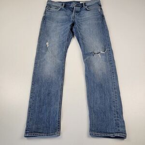 All Saints‎ Jeans Mens Blue W32 L31 Reed Straight Leg Distressed Denim Pants